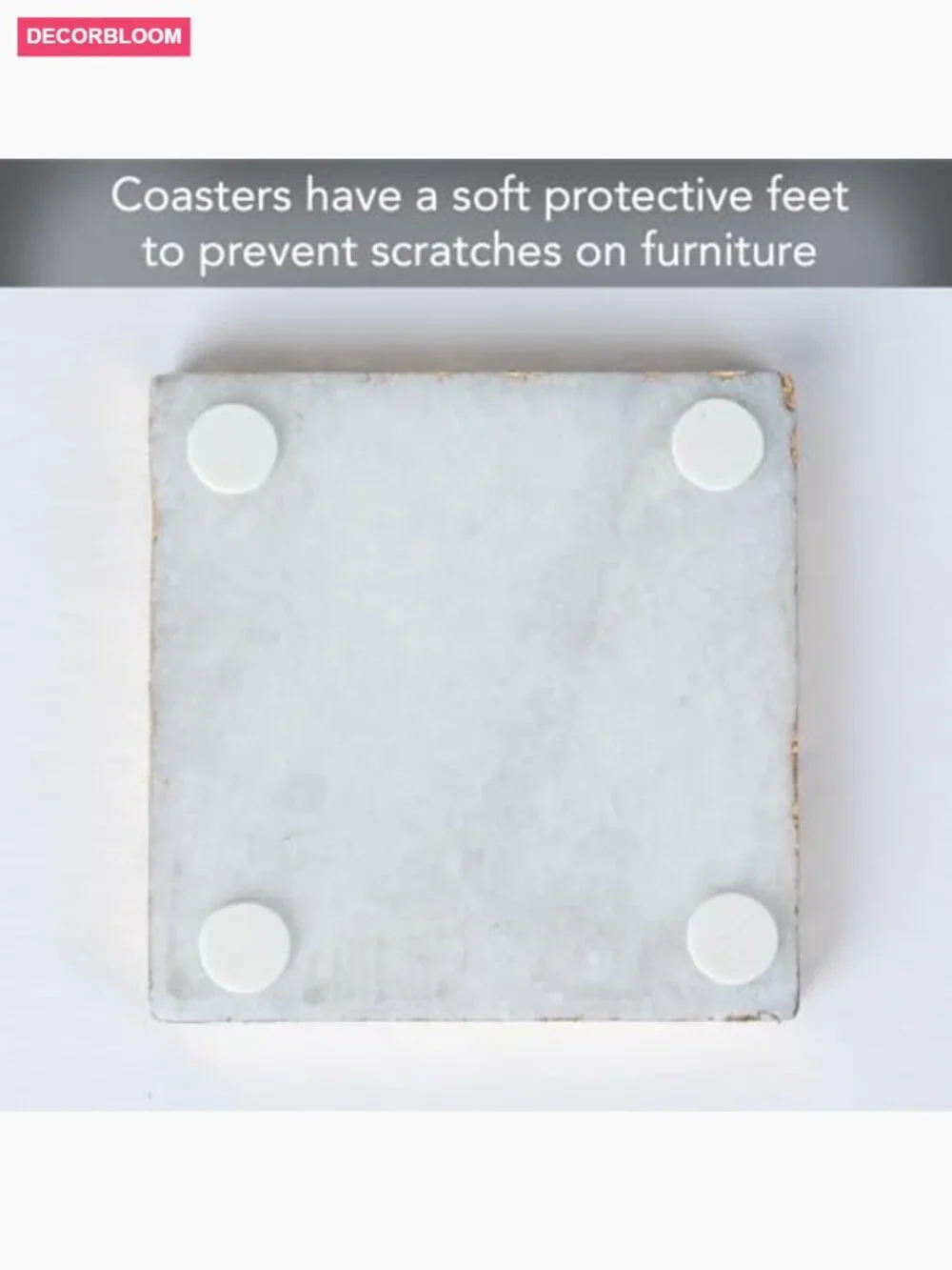 Set of 4 Square Marble Coasters with Gold Edges